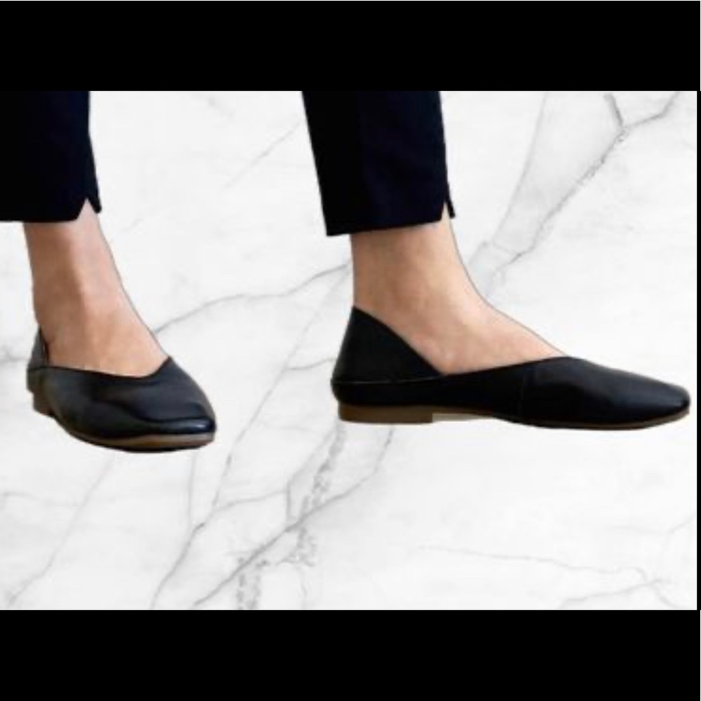 Women's Black Slip-On Leather Flats